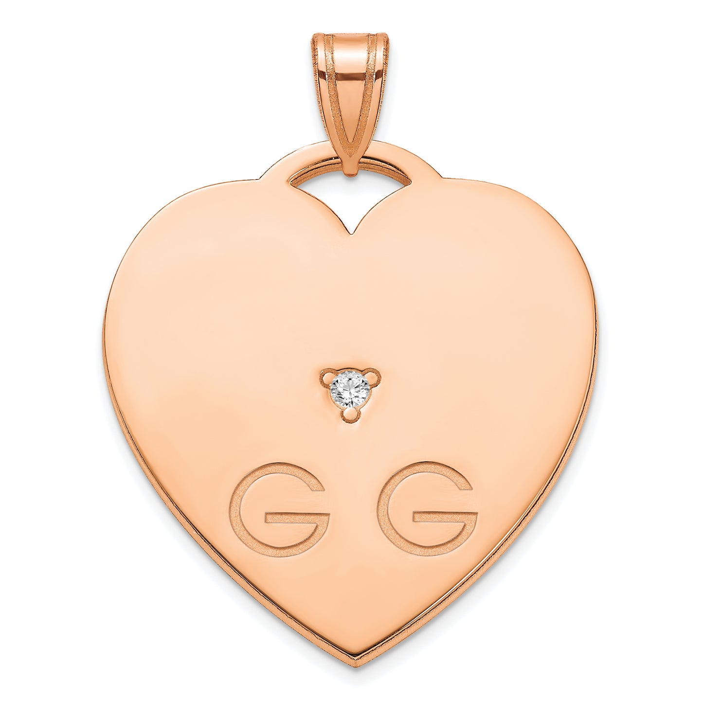 Sterling Silver Rose Gold Plated Polished 2 Letter Charm with Diamond