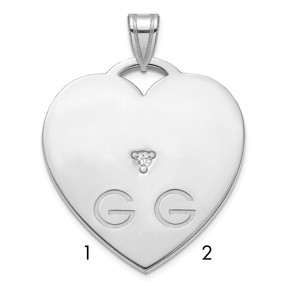 Sterling Silver Polished 2 Letter Charm with Diamond