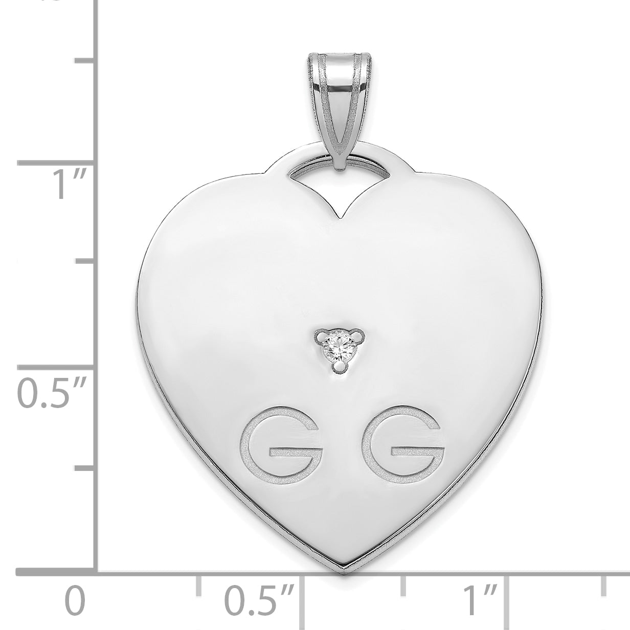 Sterling Silver Polished 2 Letter Charm with Diamond