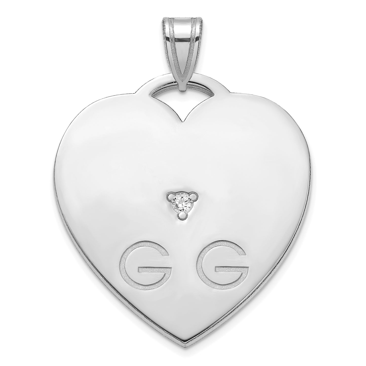 Sterling Silver Polished 2 Letter Charm with Diamond