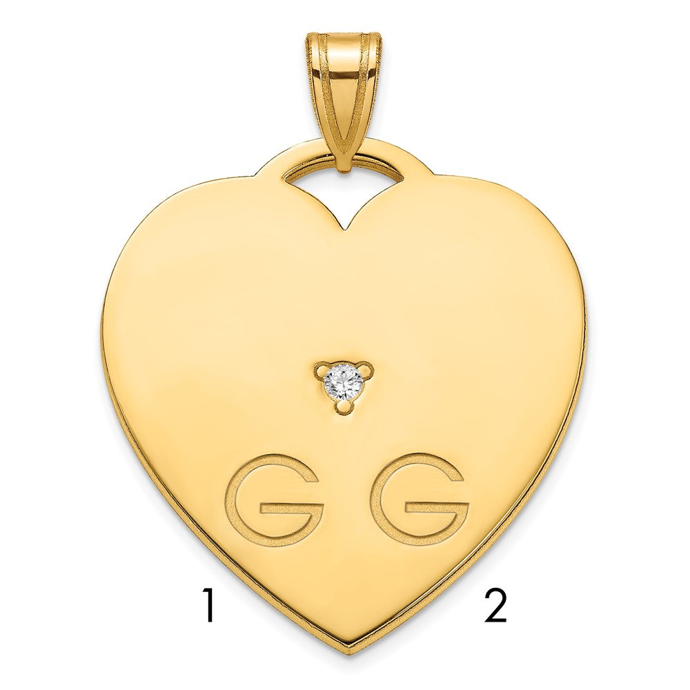 14K Yellow Gold Polished 2 Letter Charm with Diamond
