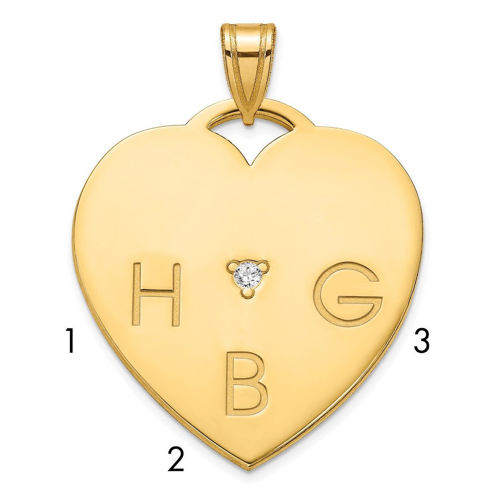 Sterling Silver Gold Plated Polished 3 Letter Charm with Diamond