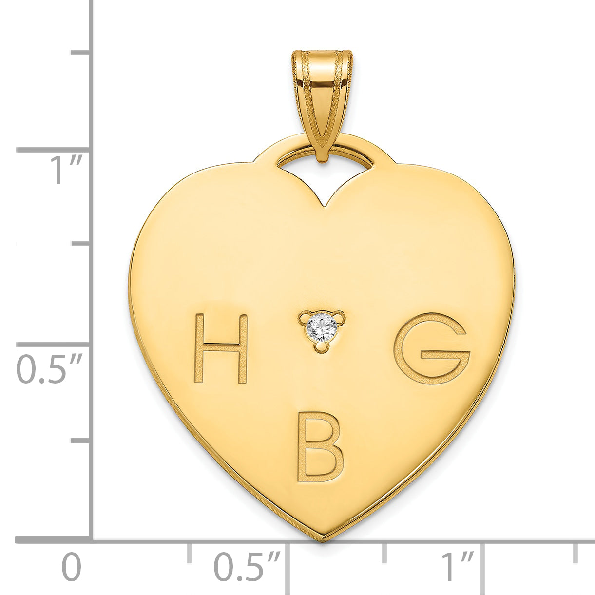 Sterling Silver Gold Plated Polished 3 Letter Charm with Diamond