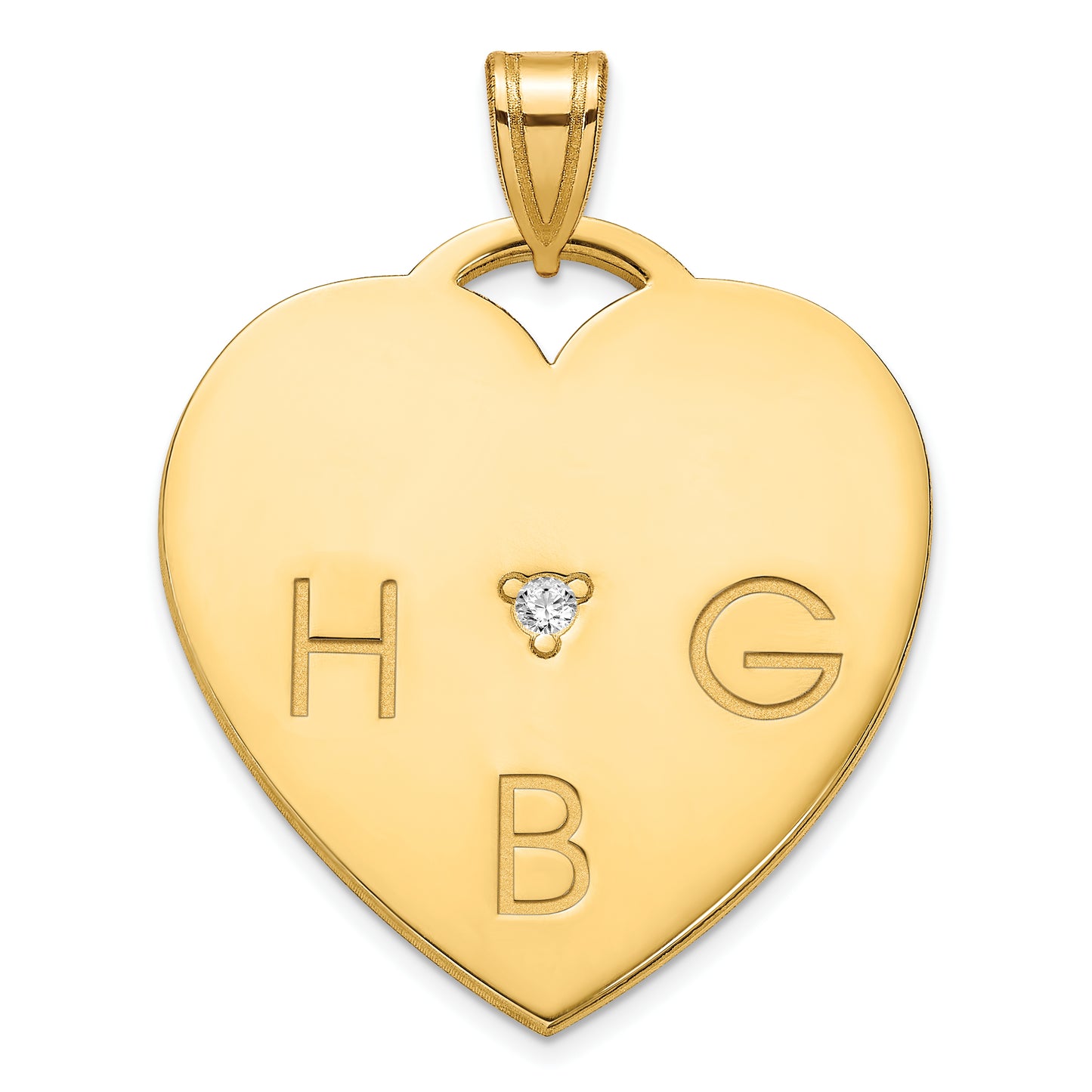 Sterling Silver Gold Plated Polished 3 Letter Charm with Diamond