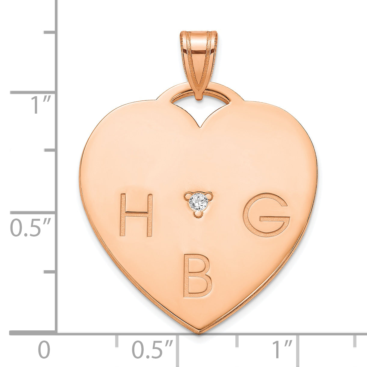 Sterling Silver Rose Gold Plated Polished 3 Letter Charm with Diamond