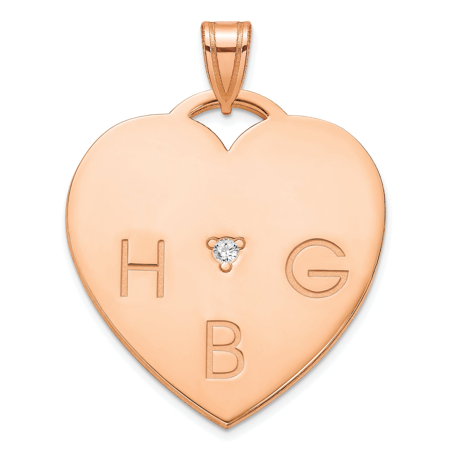 Sterling Silver Rose Gold Plated Polished 3 Letter Charm with Diamond