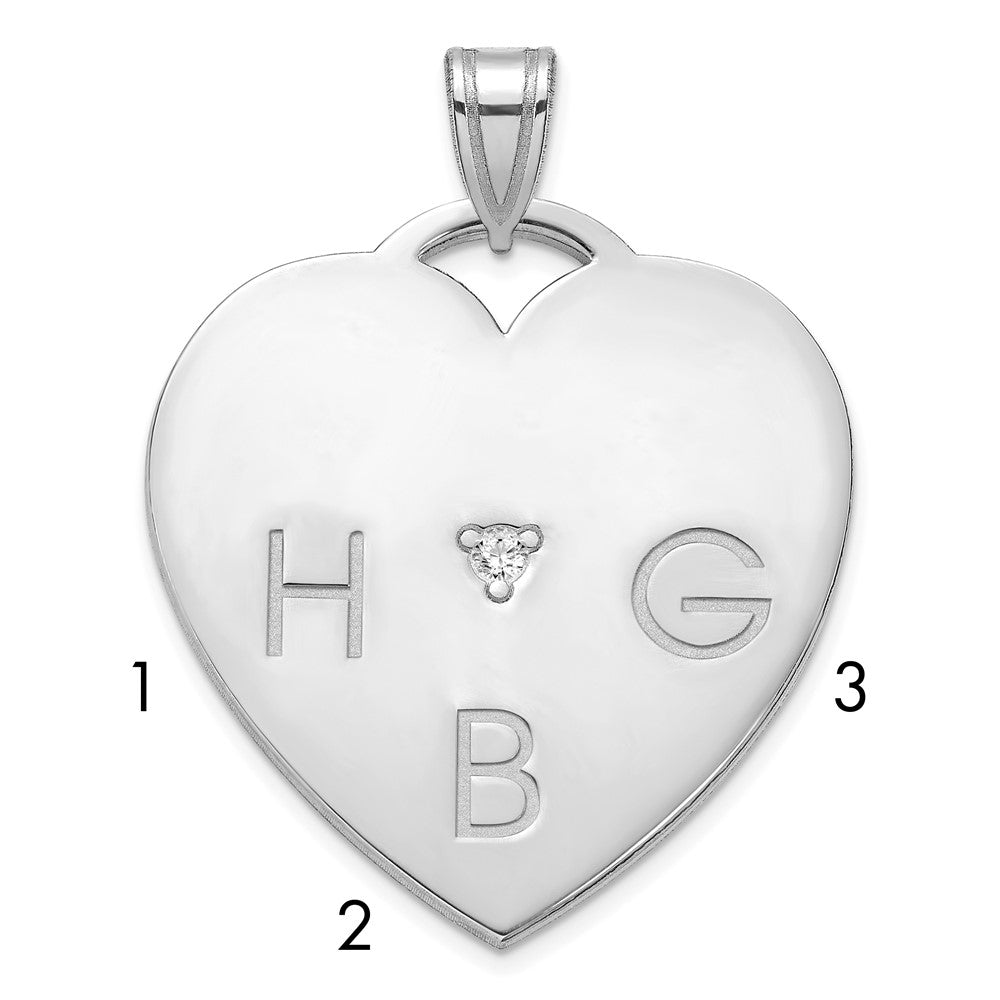 Sterling Silver Polished 3 Letter Charm with Diamond