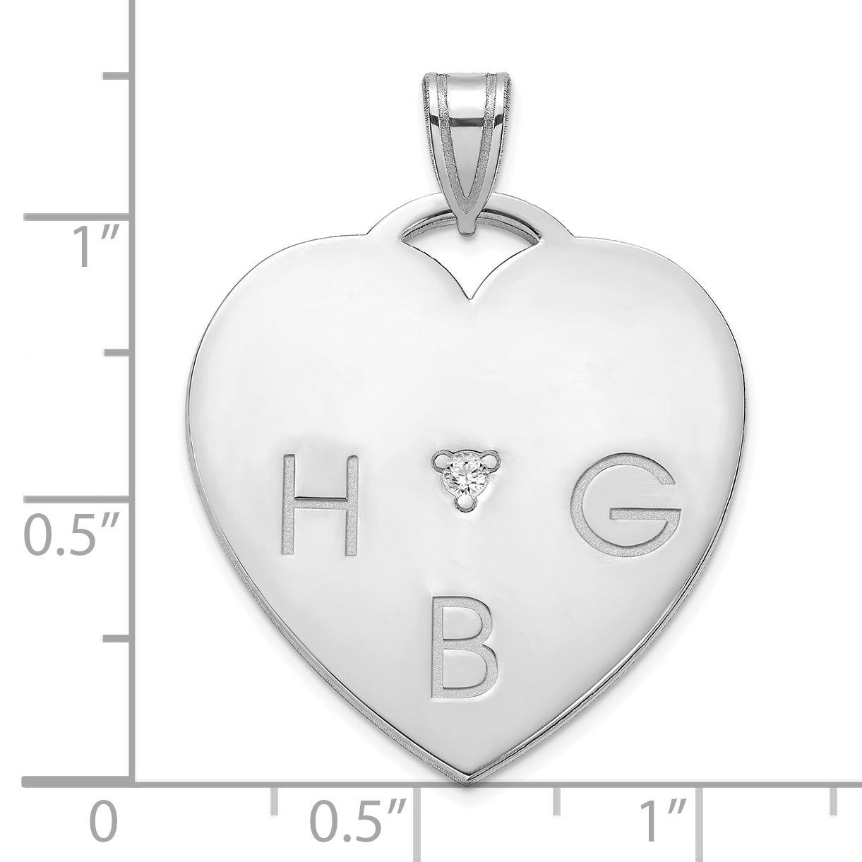 Sterling Silver Polished 3 Letter Charm with Diamond