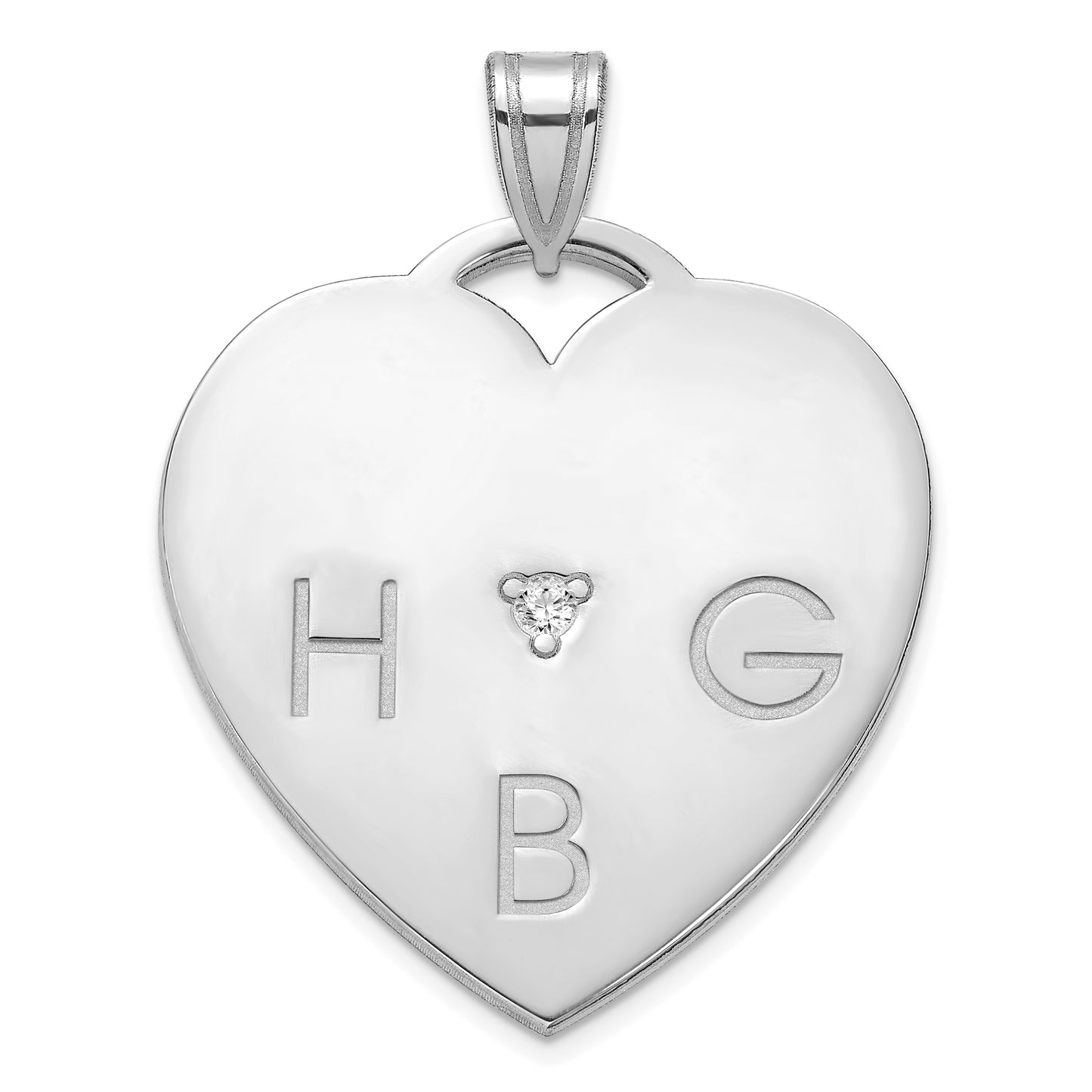 Sterling Silver Polished 3 Letter Charm with Diamond