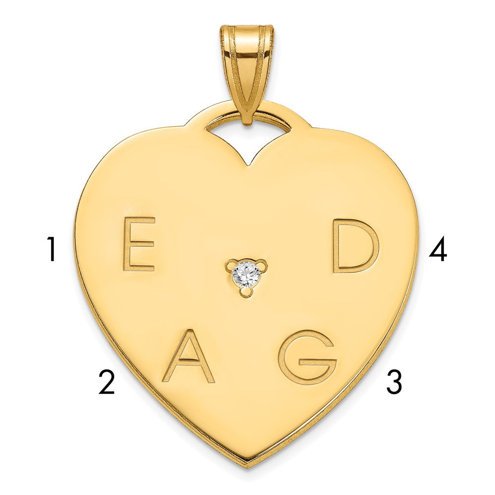 Sterling Silver Gold Plated Polished 4 Letter Charm with Diamond