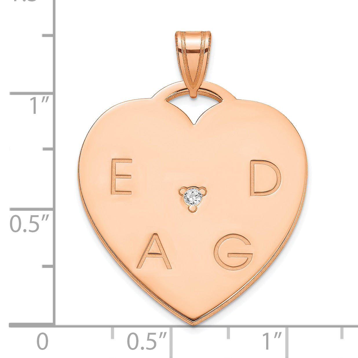 Sterling Silver Rose Gold Plated Polished 4 Letter Charm with Diamond