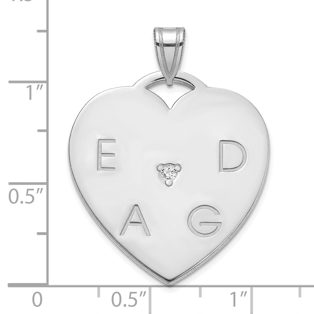 Sterling Silver Polished 4 Letter Charm with Diamond