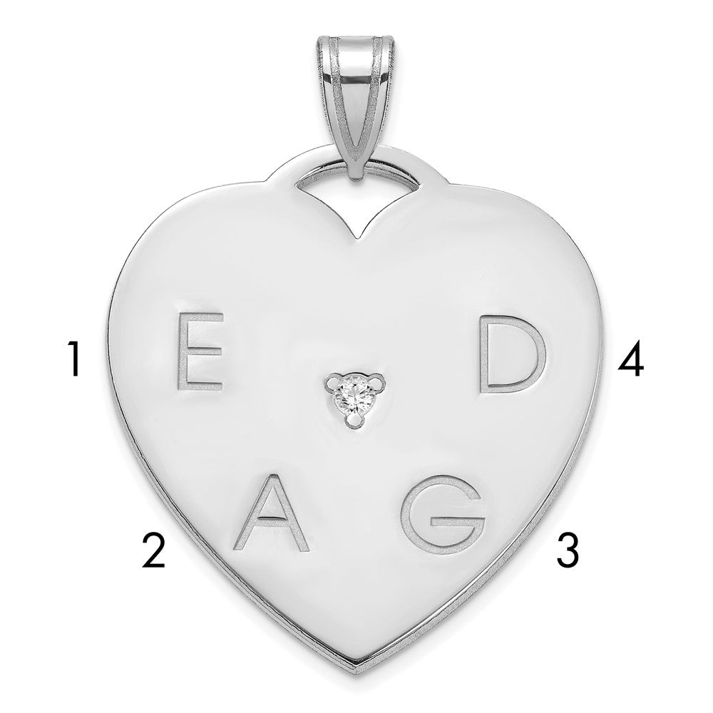 14K White Gold Polished 4 Letter Charm with Diamond