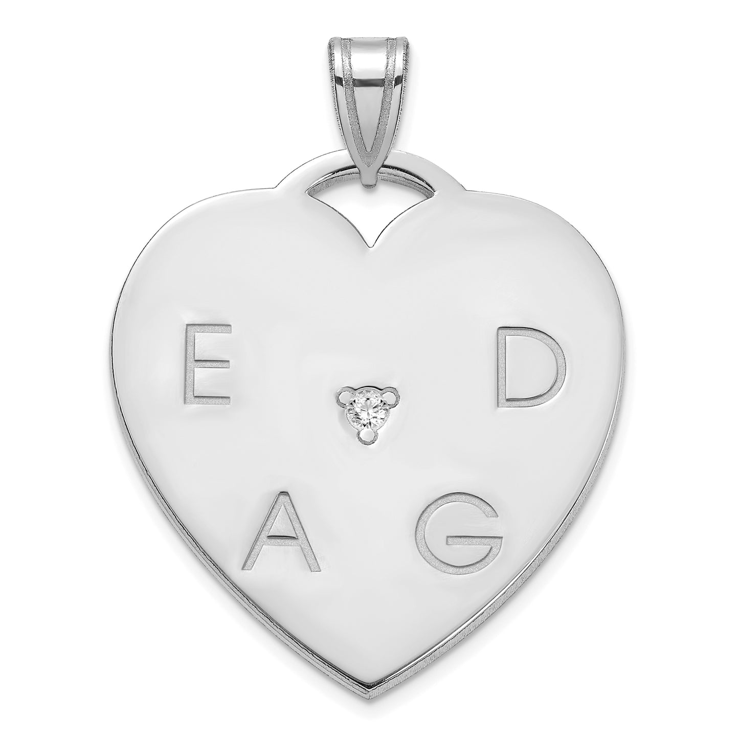 14K White Gold Polished 4 Letter Charm with Diamond
