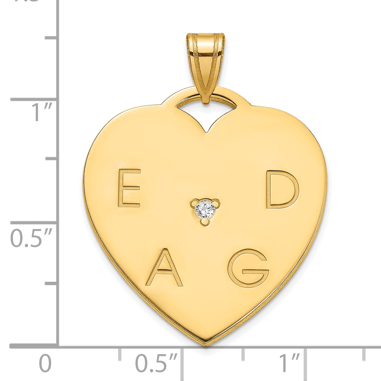 14K Yellow Gold Polished 4 Letter Charm with Diamond