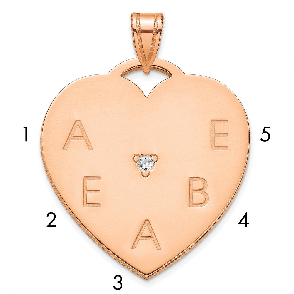 Sterling Silver Rose Gold Plated Polished 5 Letter Charm with Diamond