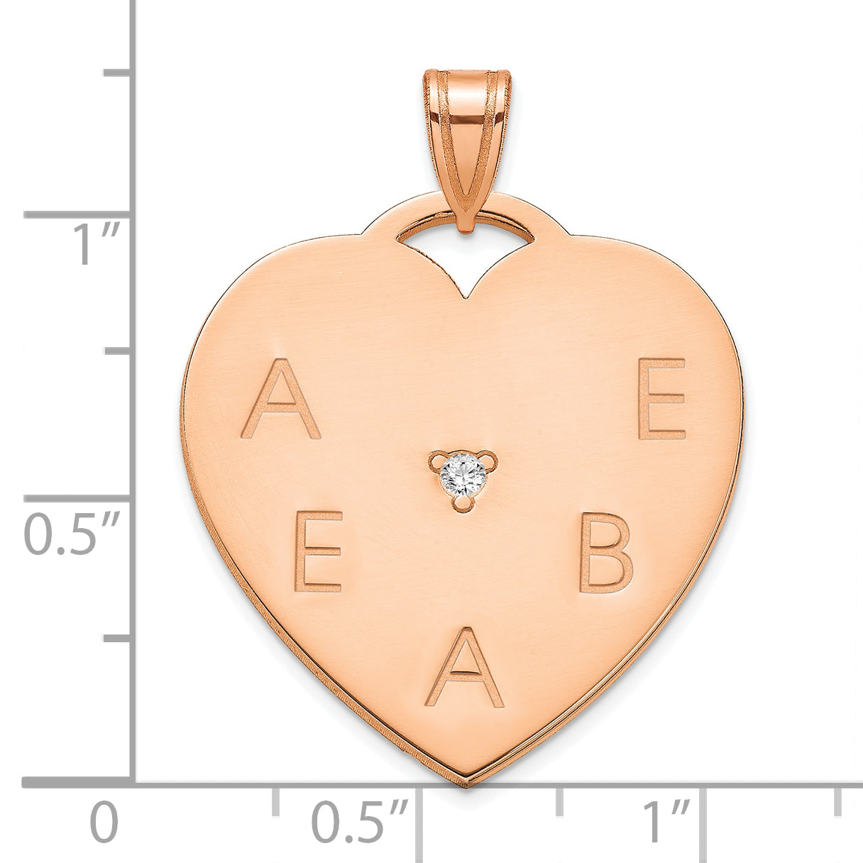 Sterling Silver Rose Gold Plated Polished 5 Letter Charm with Diamond