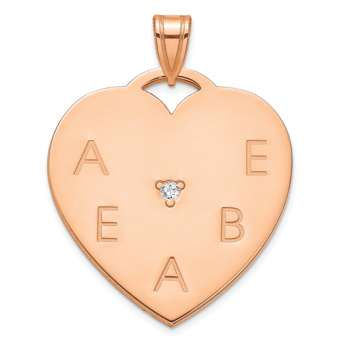 Sterling Silver Rose Gold Plated Polished 5 Letter Charm with Diamond