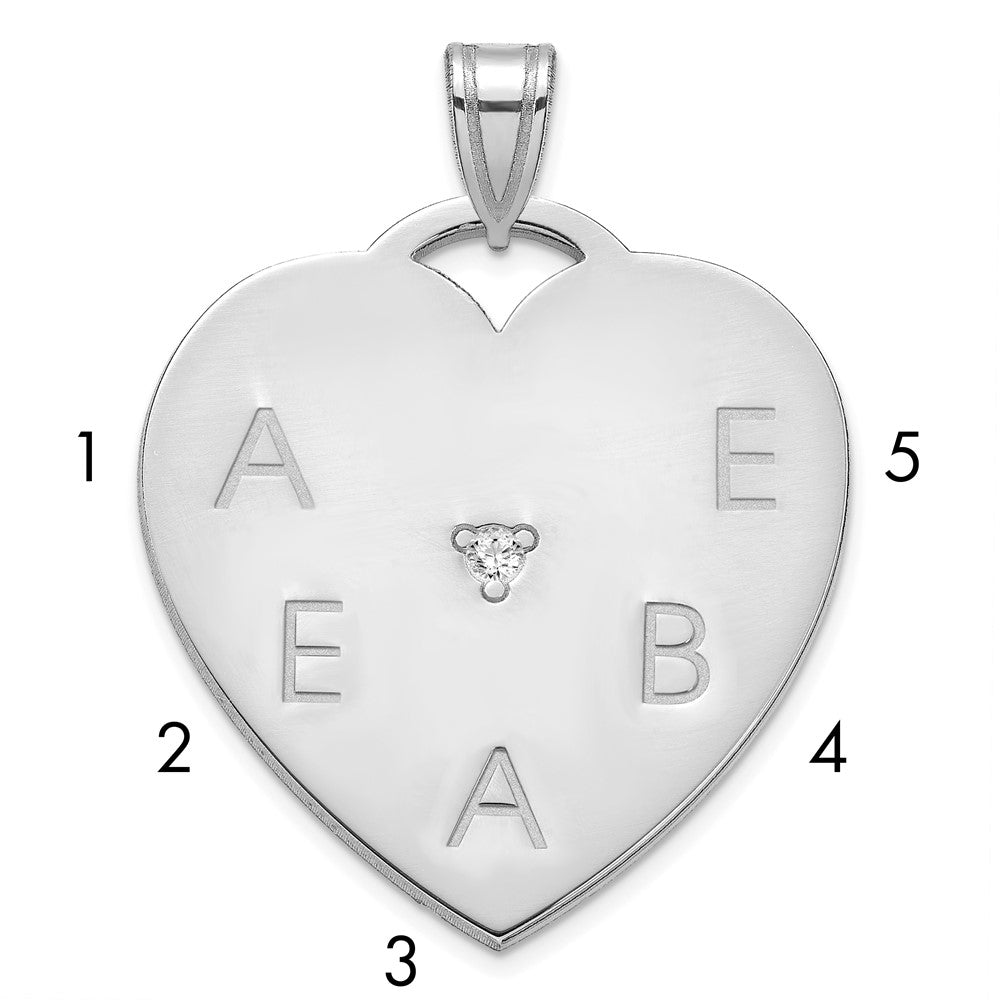 Sterling Silver Polished 5 Letter Charm with Diamond
