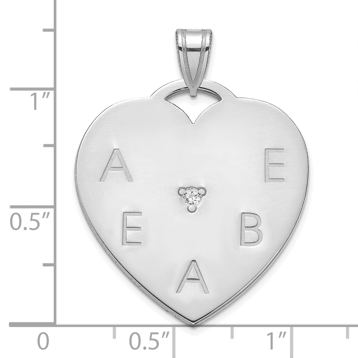 14K White Gold Polished 5 Letter Charm with Diamond