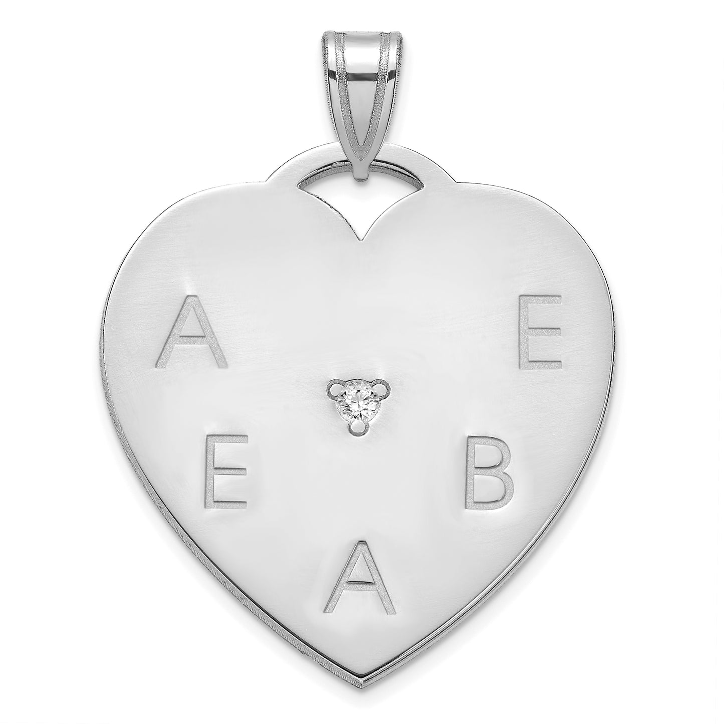 14K White Gold Polished 5 Letter Charm with Diamond