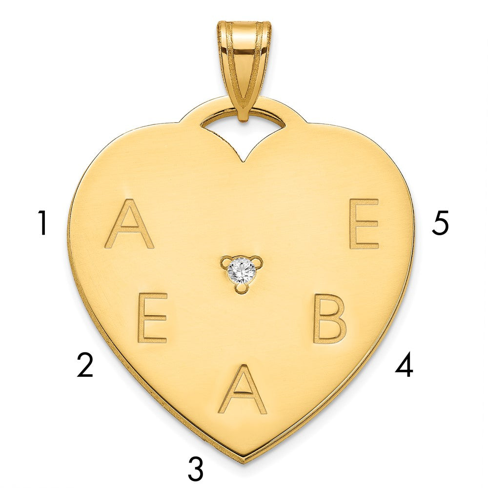 14K Yellow Gold Polished 5 Letter Charm with Diamond