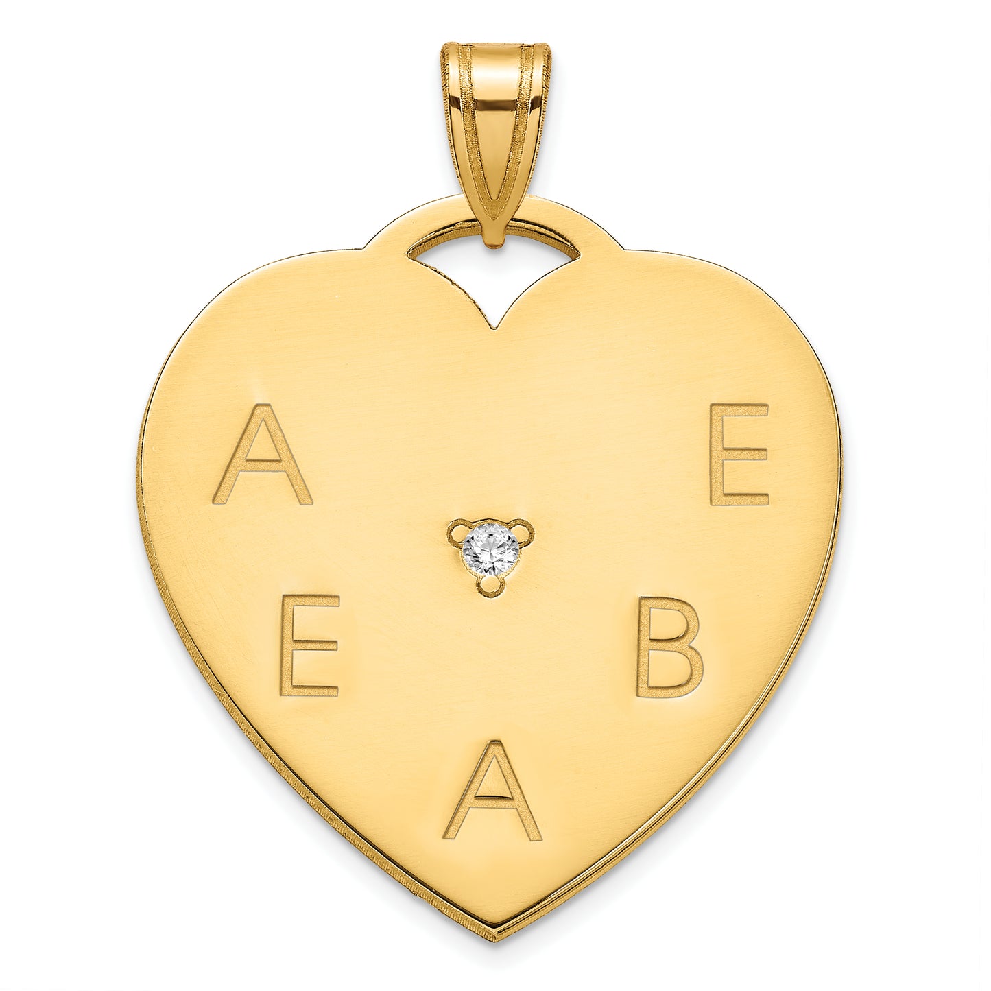 14K Yellow Gold Polished 5 Letter Charm with Diamond