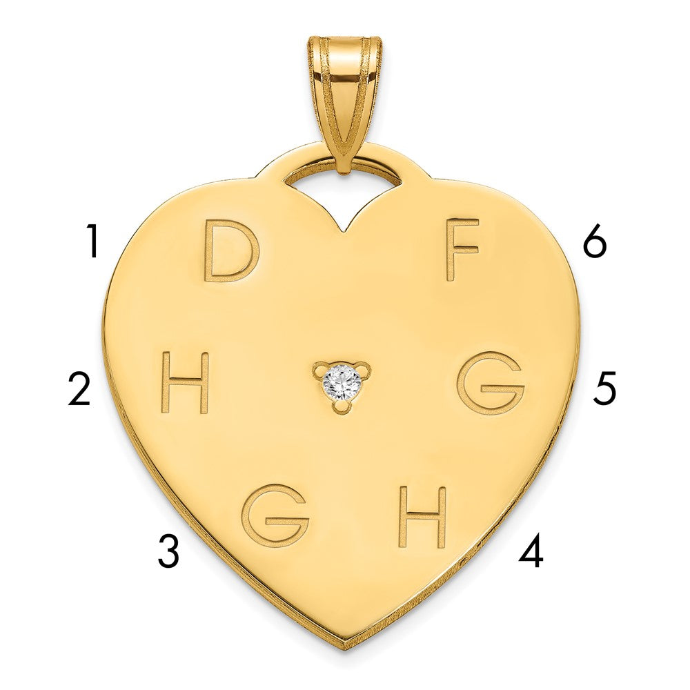 Sterling Silver Gold Plated Polished 6 Letter Charm with Diamond
