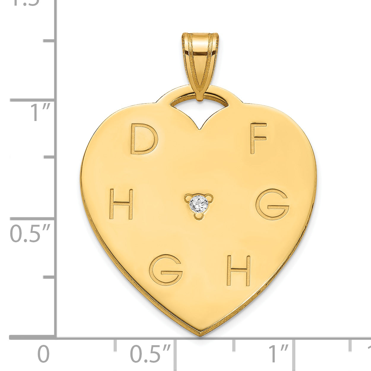 Sterling Silver Gold Plated Polished 6 Letter Charm with Diamond