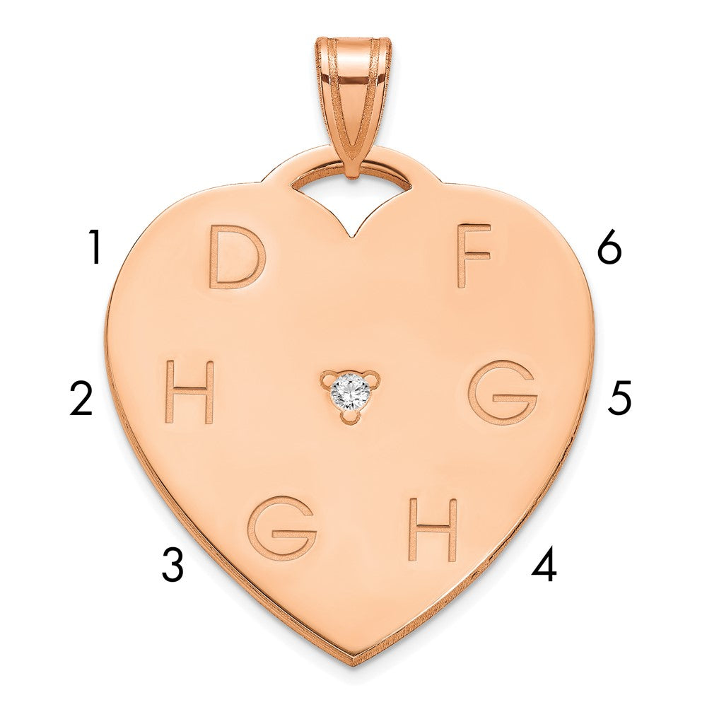 Sterling Silver Rose Gold Plated Polished 6 Letter Charm with Diamond