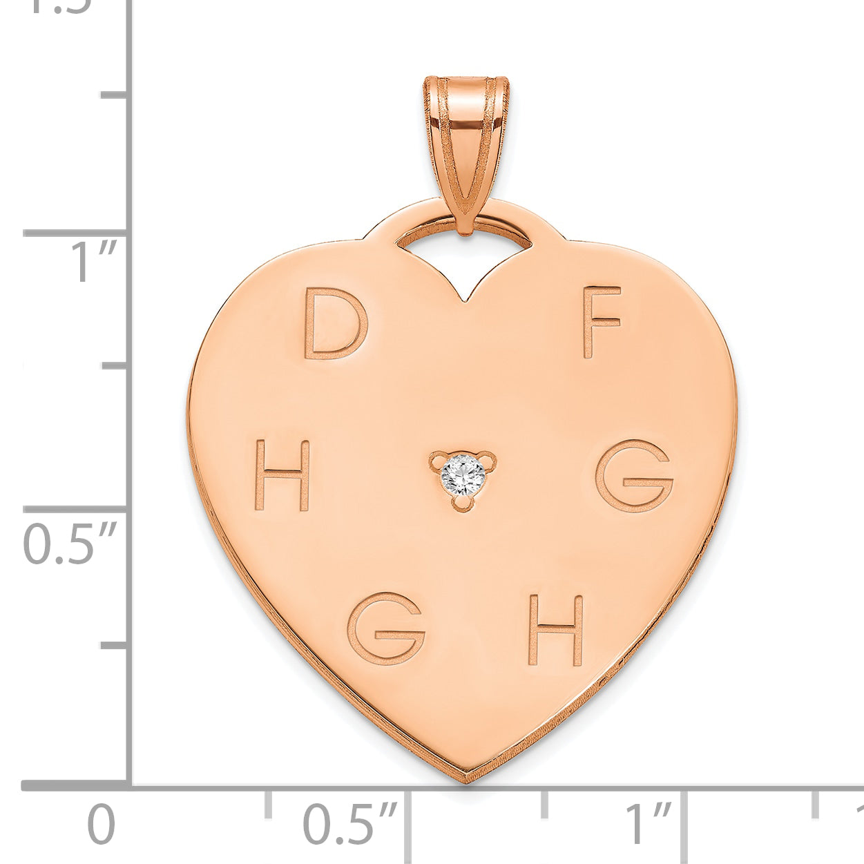 Sterling Silver Rose Gold Plated Polished 6 Letter Charm with Diamond