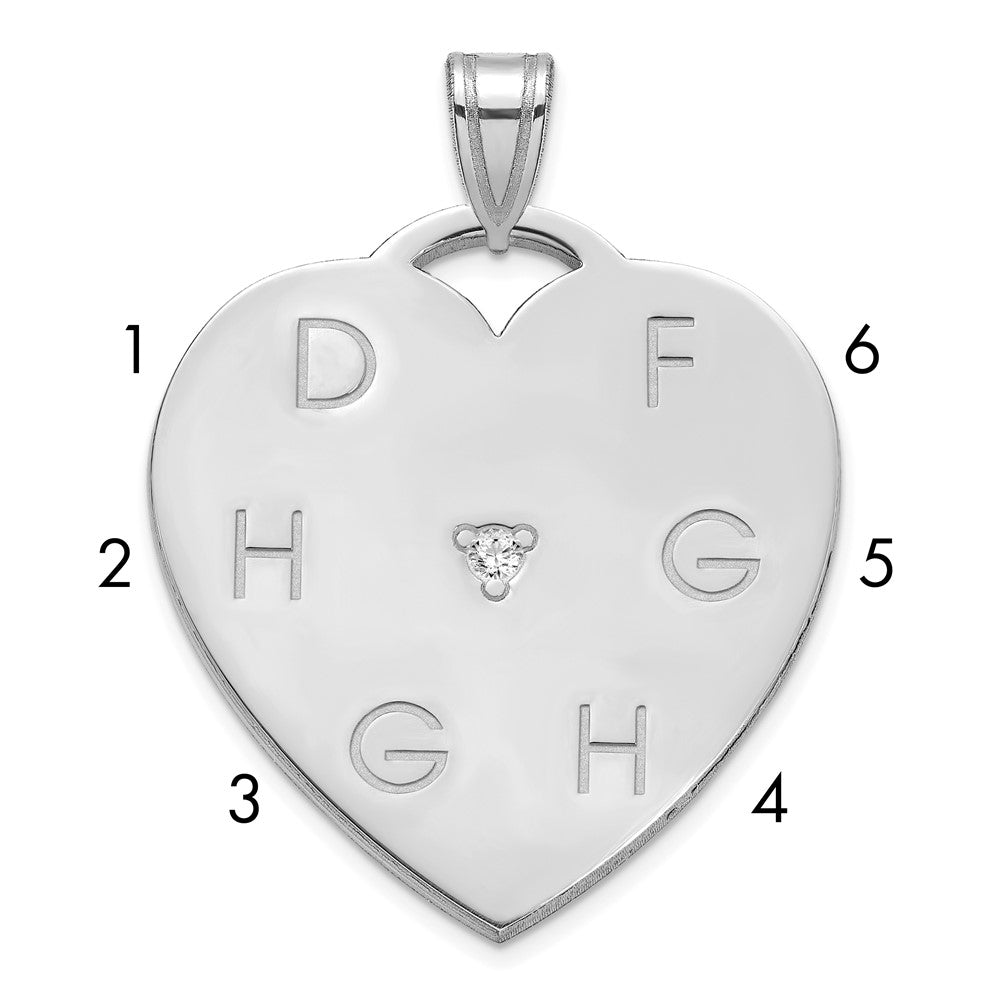 Sterling Silver Polished 6 Letter Charm with Diamond