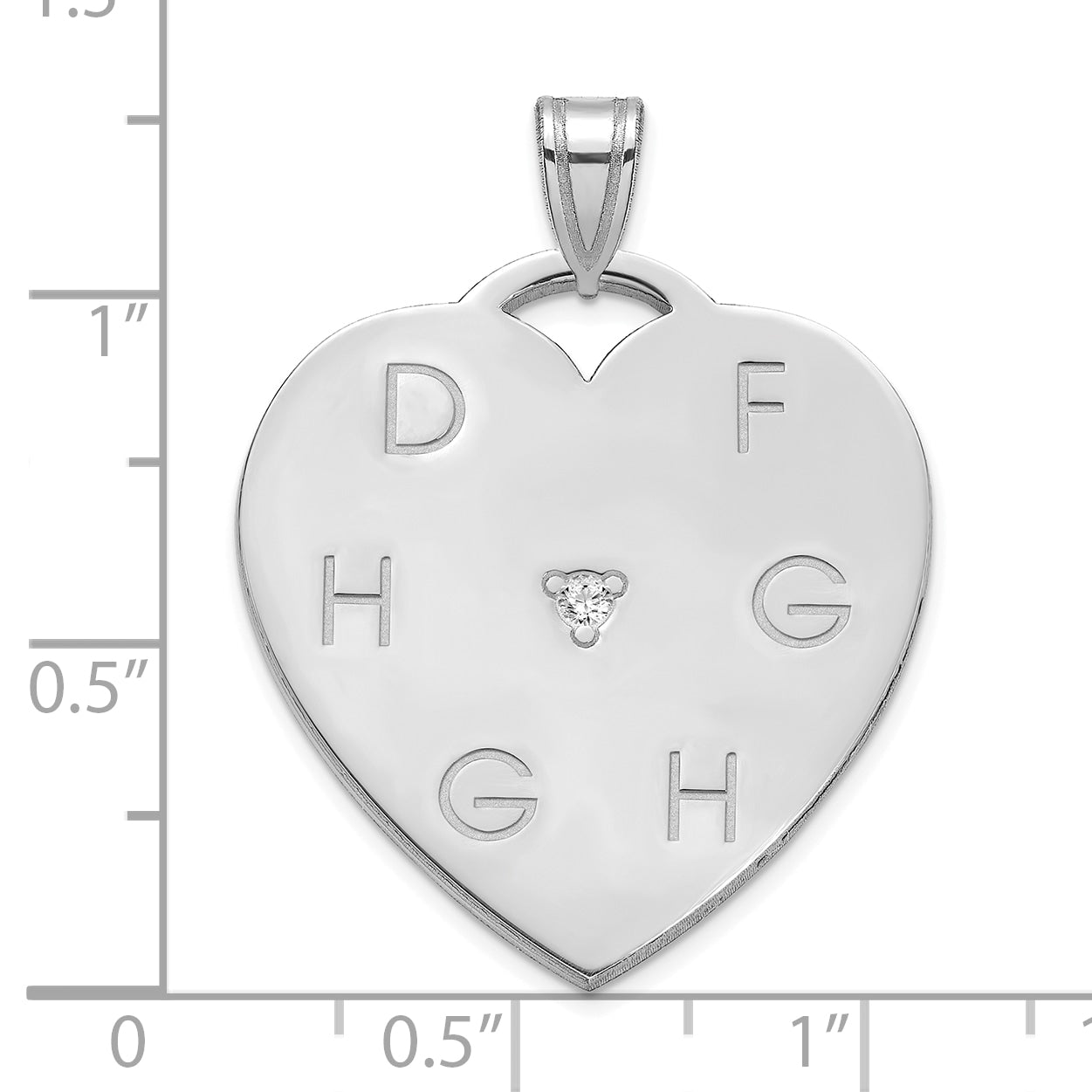 Sterling Silver Polished 6 Letter Charm with Diamond