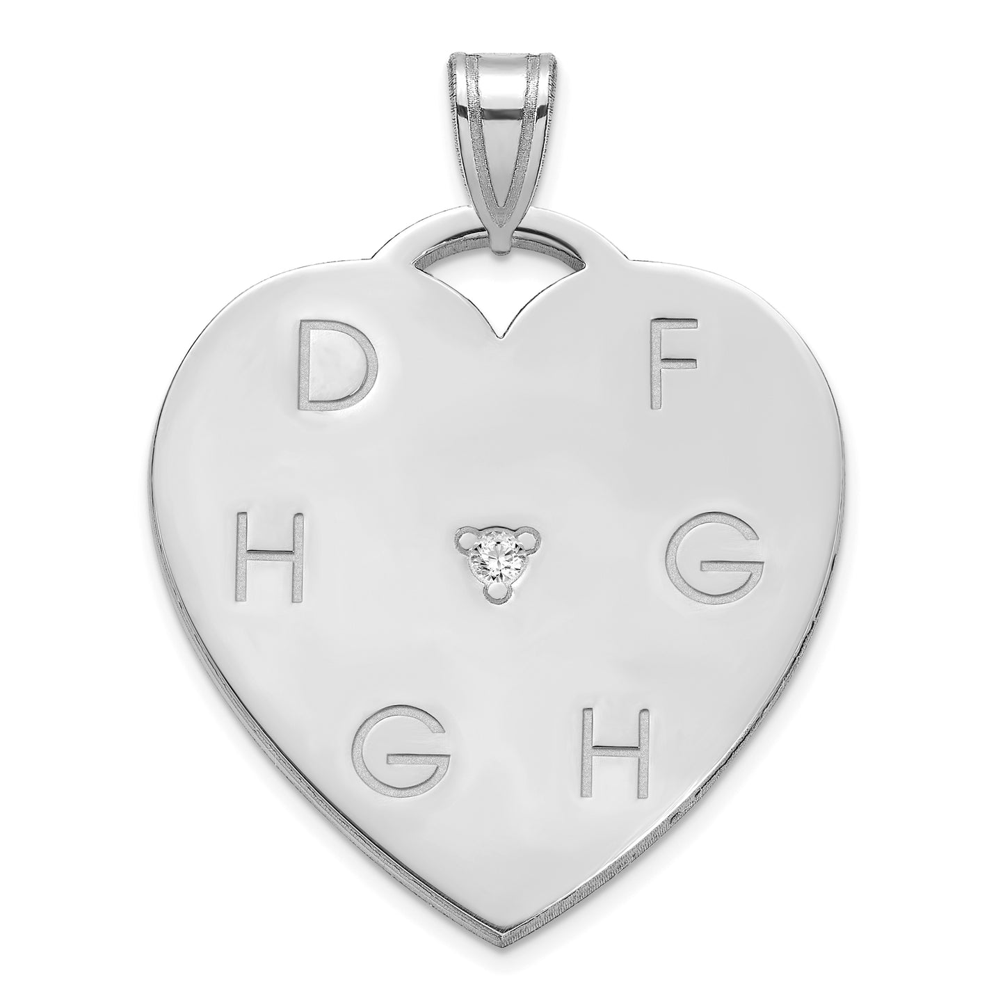 Sterling Silver Polished 6 Letter Charm with Diamond