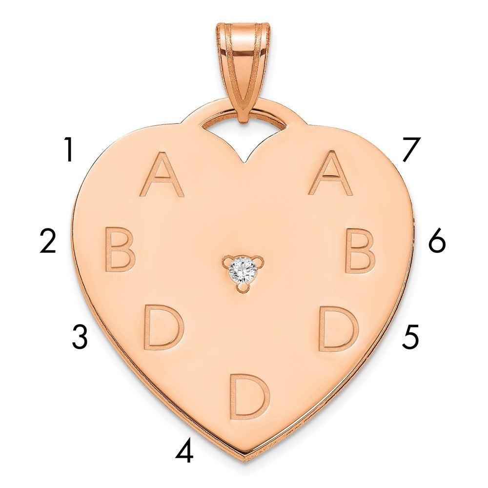 Sterling Silver Rose Gold Plated Polished 7 Letter Charm with Diamond