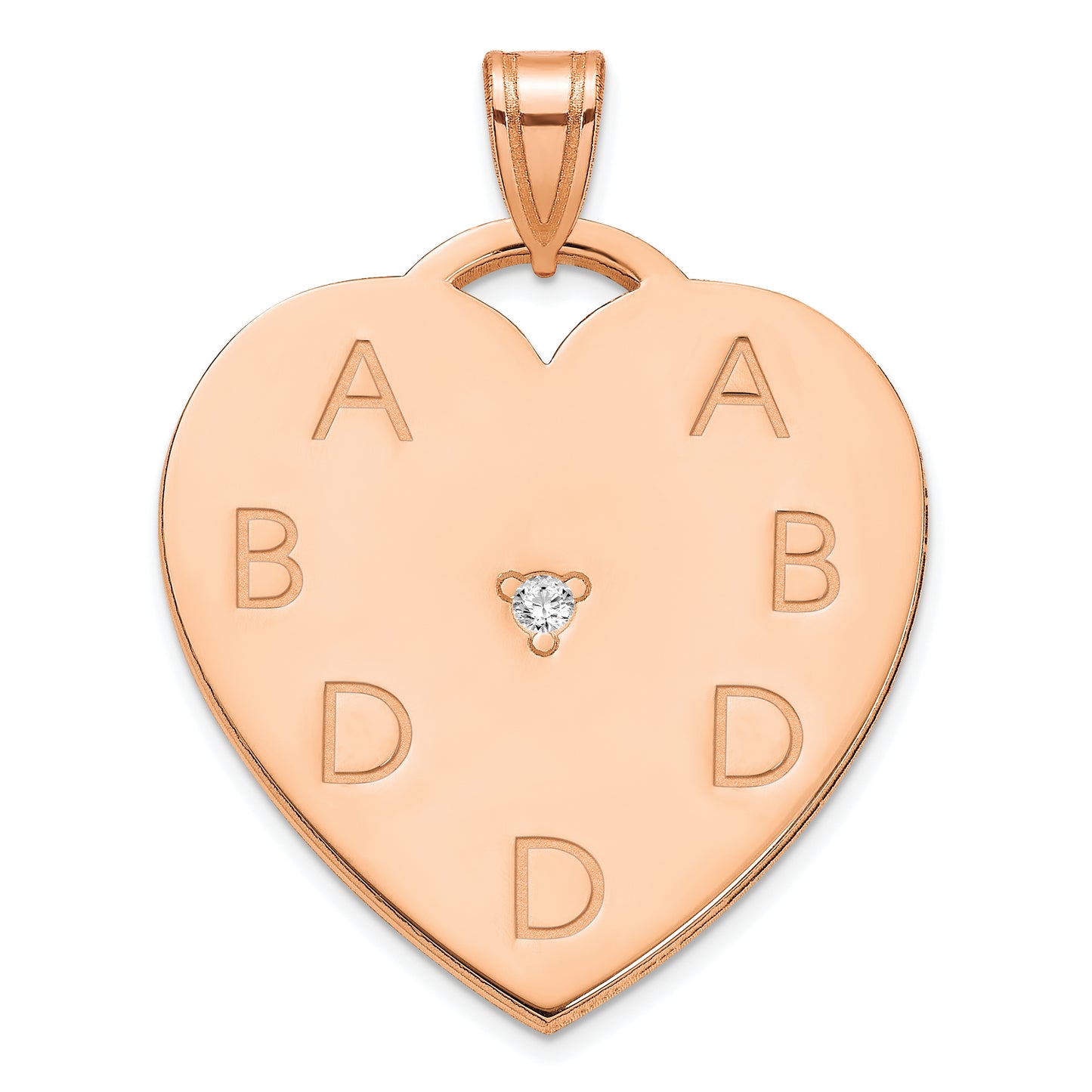 Sterling Silver Rose Gold Plated Polished 7 Letter Charm with Diamond