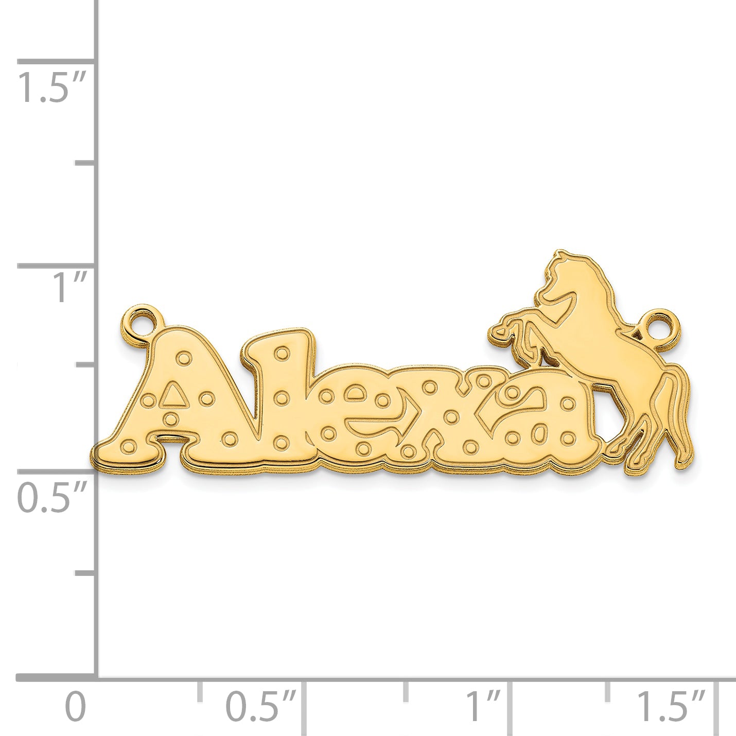 Sterling Silver Polished Gold Plated Horse Name Plate
