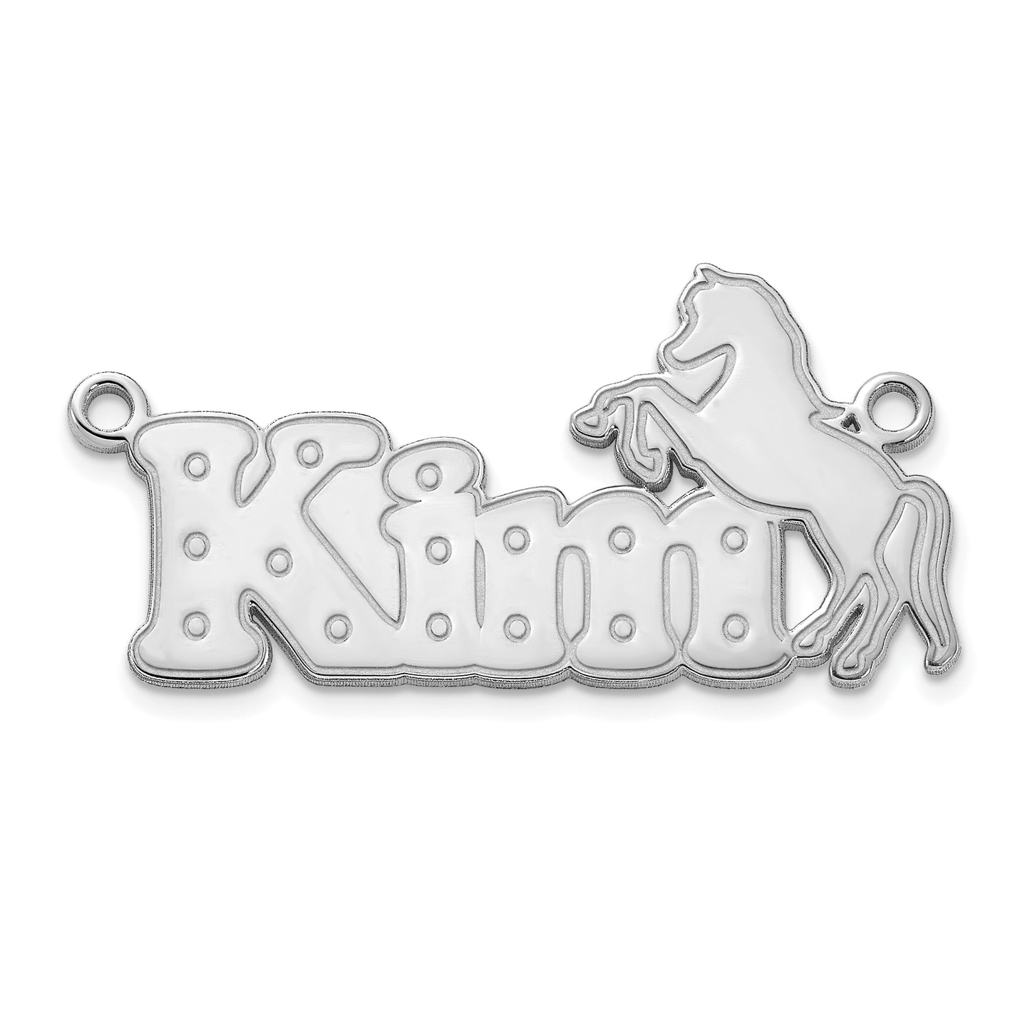 14k Polished White Gold Horse Name Plate