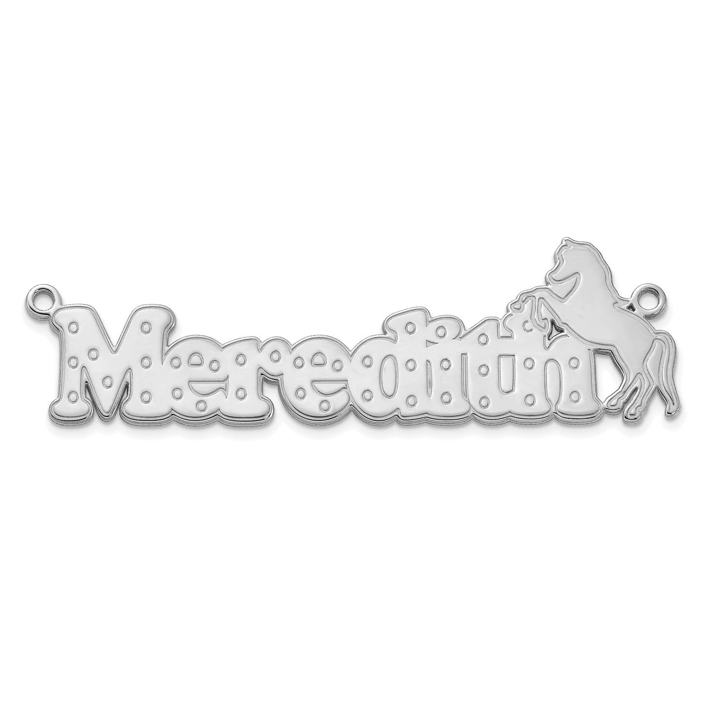 14k Polished White Gold Horse Name Plate