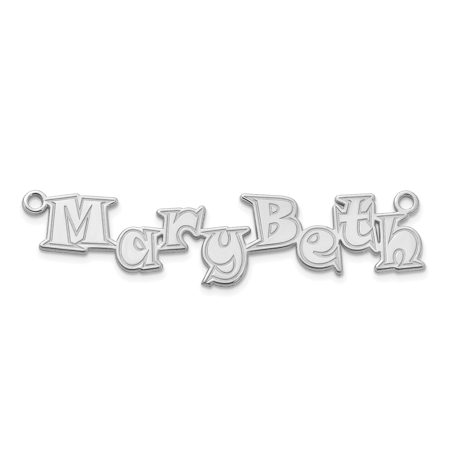 14k Polished White Gold Snap ITC Font Name Plate