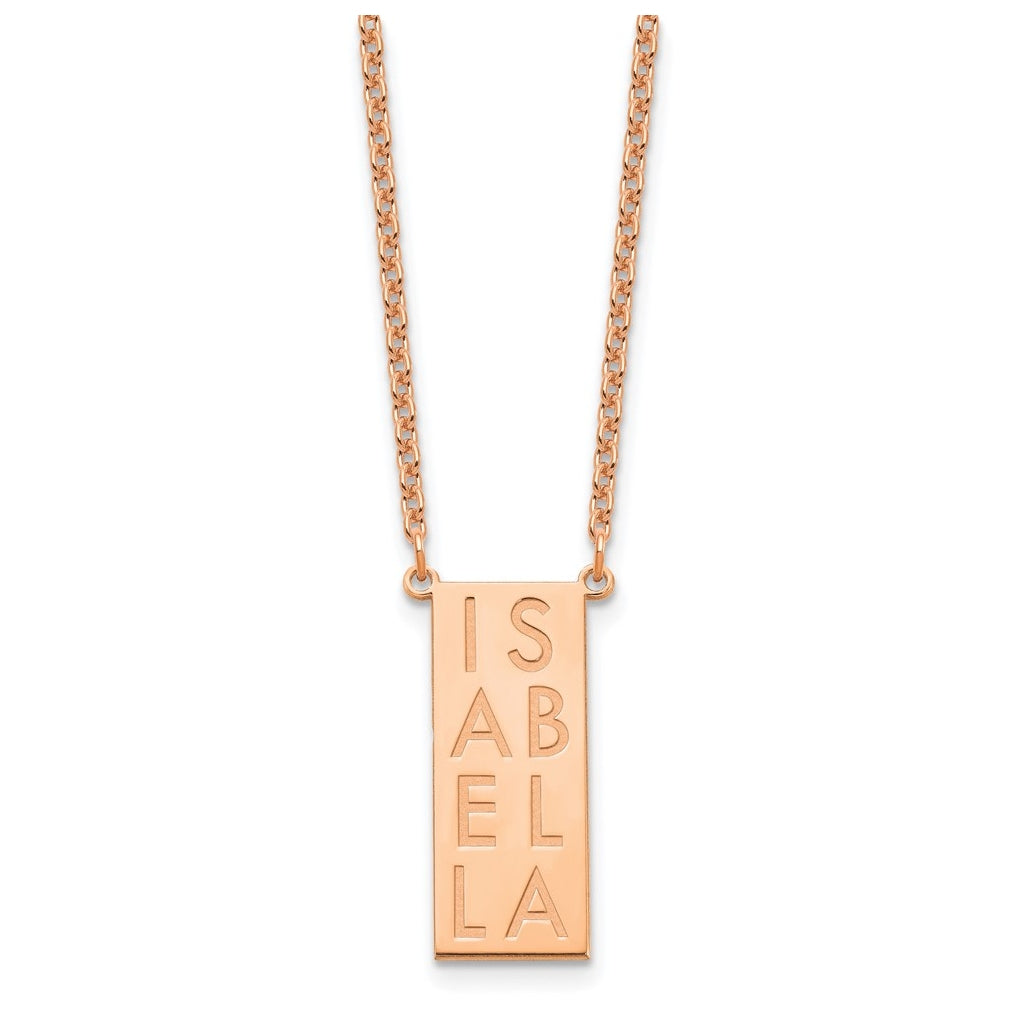 Sterling Silver Or Gold Plated Vertical Letter Polished Bar Charm