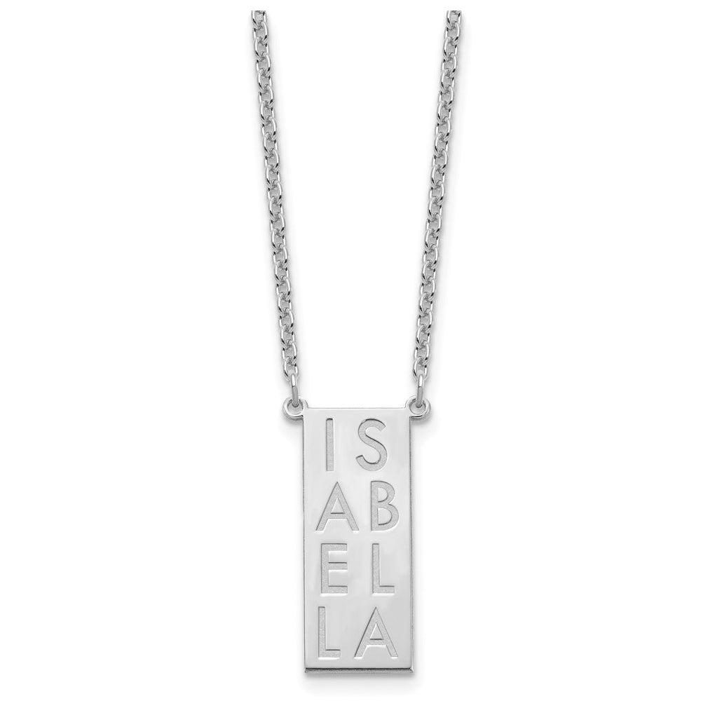 Sterling Silver Or Gold Plated Vertical Letter Polished Bar Charm