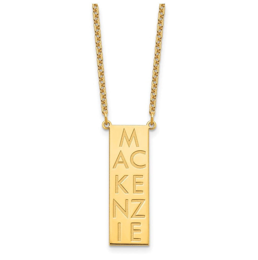Sterling Silver Or Gold Plated Vertical Letter Polished Bar Charm