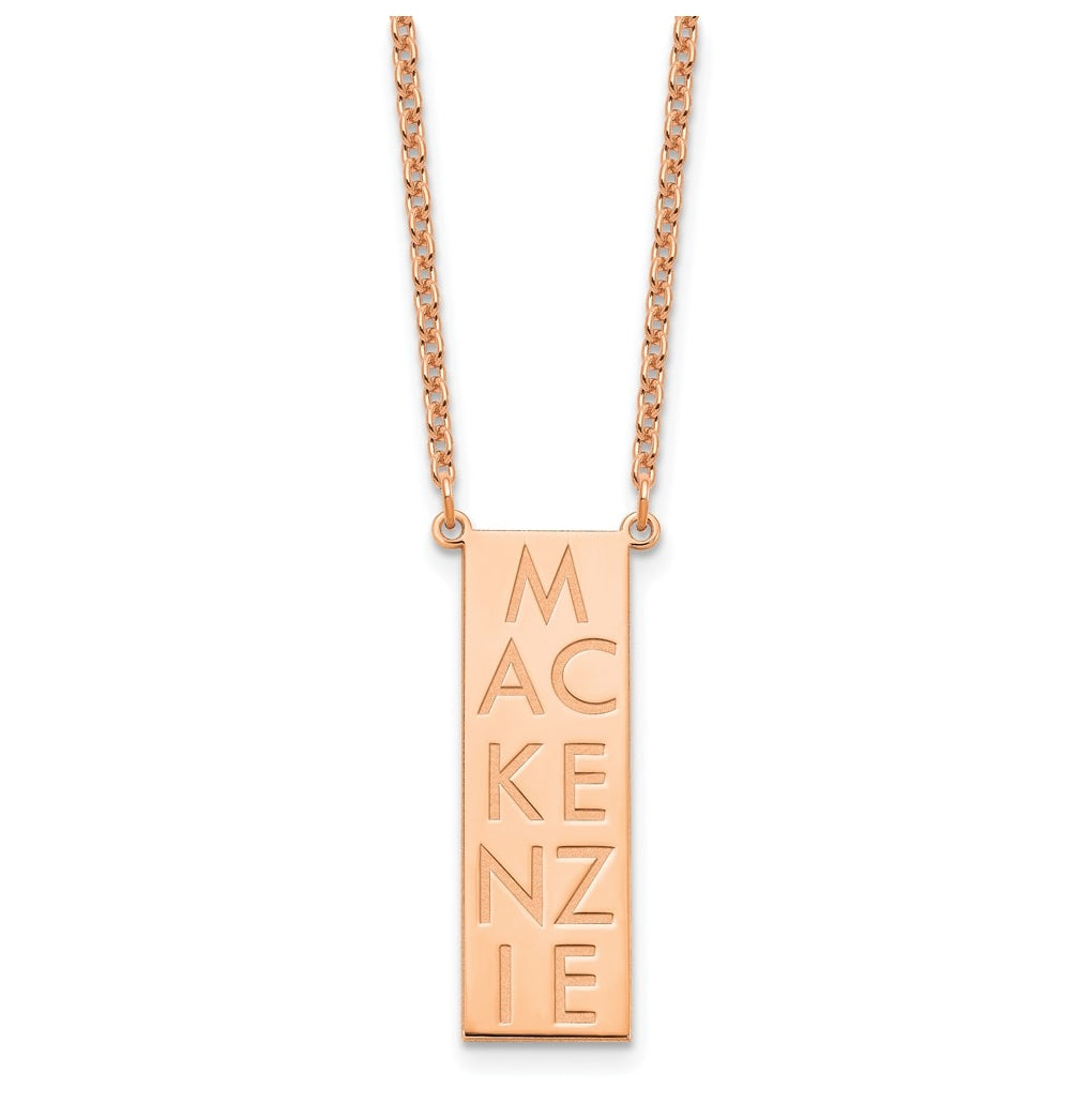 Sterling Silver Or Gold Plated Vertical Letter Polished Bar Charm