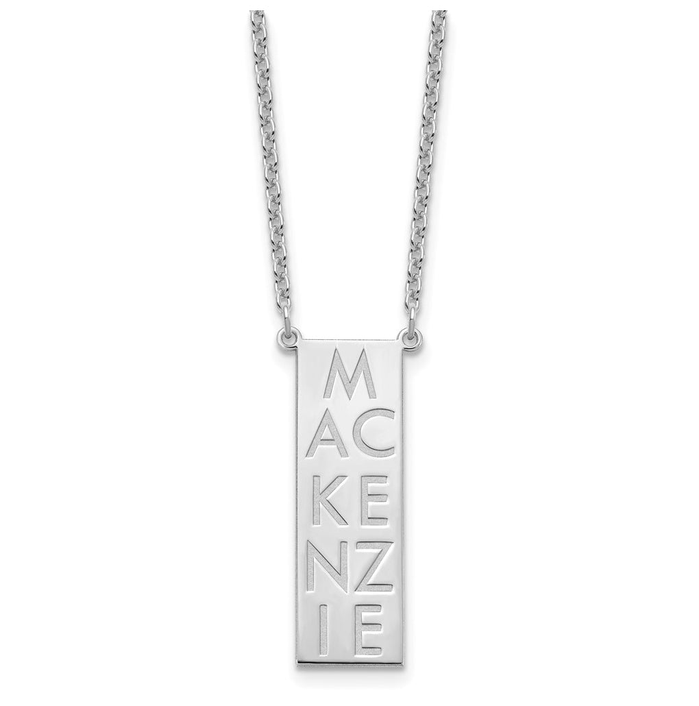 Sterling Silver Or Gold Plated Vertical Letter Polished Bar Charm