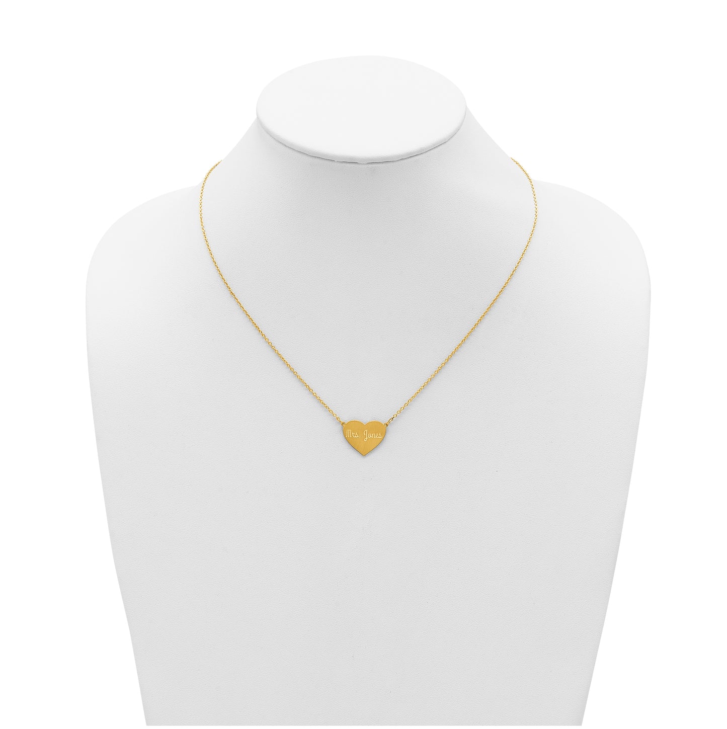 14K Yellow Or White Or Rose Gold Or Sterling Silver Brushed Station Heart Necklace