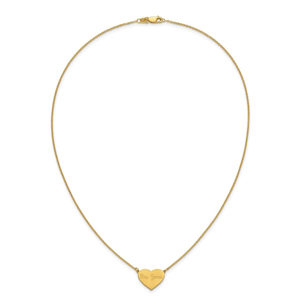 14K Yellow Or White Or Rose Gold Or Sterling Silver Brushed Station Heart Necklace