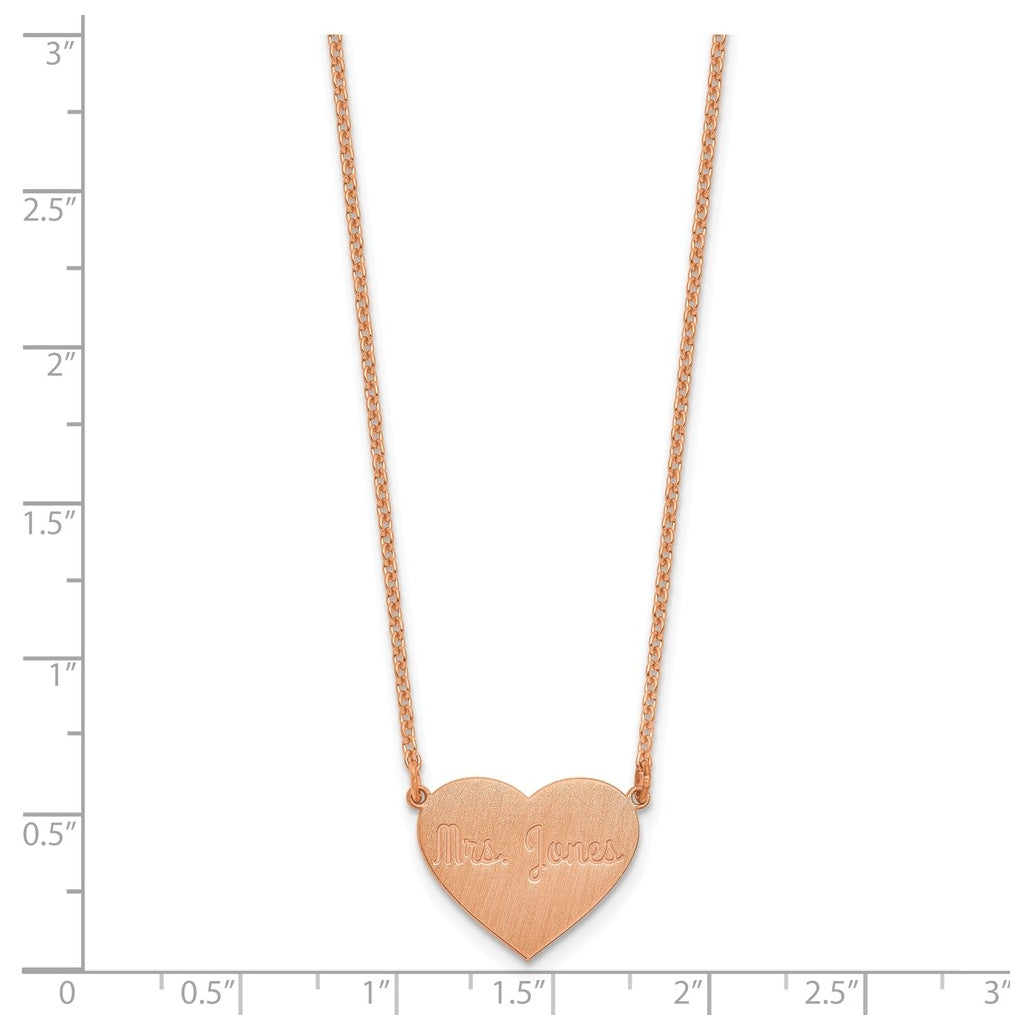14K Yellow Or White Or Rose Gold Or Sterling Silver Brushed Station Heart Necklace