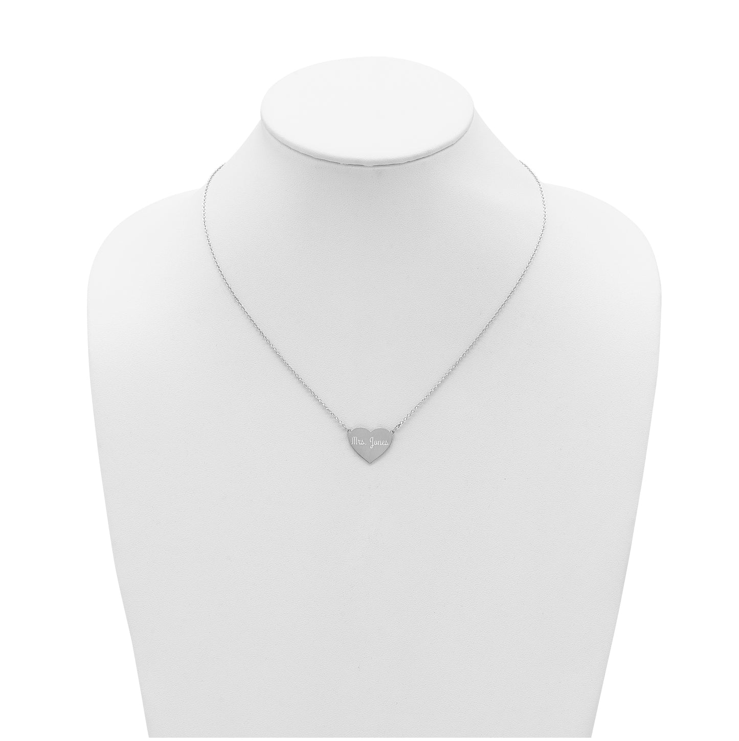 14K Yellow Or White Or Rose Gold Or Sterling Silver Brushed Station Heart Necklace