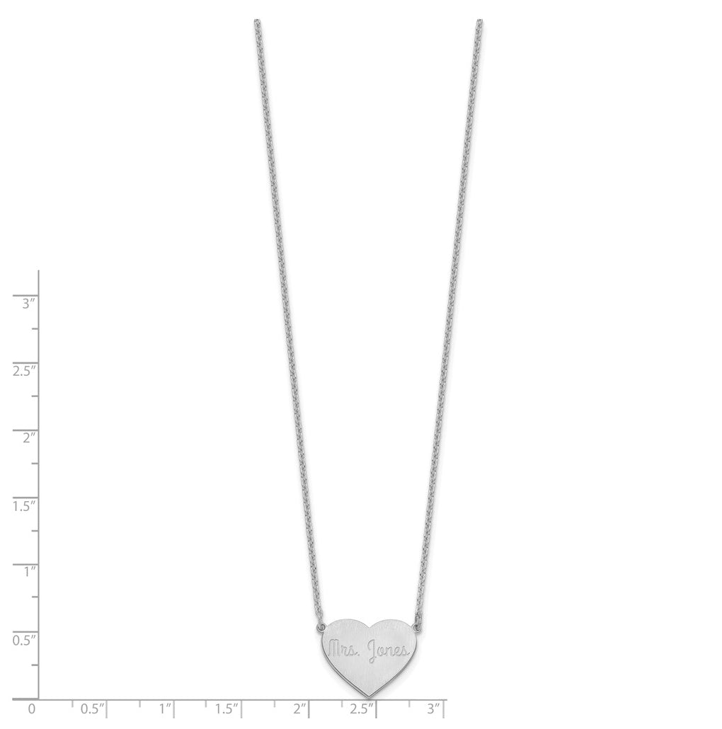 14K Yellow Or White Or Rose Gold Or Sterling Silver Brushed Station Heart Necklace